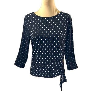 Chico's Top Size 1 (8) Black & White Polka Dot